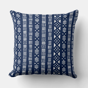Mud Cloth Style 01 - Indigo Style Throw Pillow