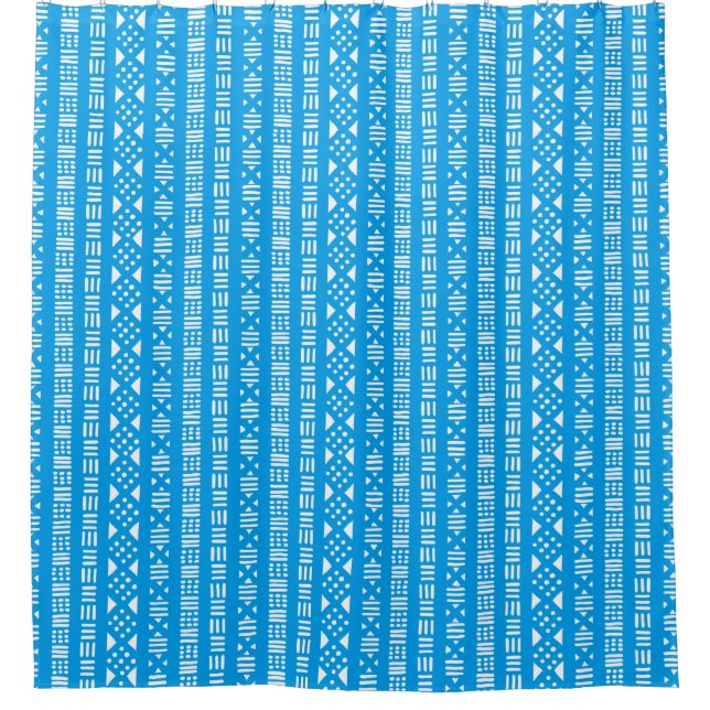 Mud Cloth Style 01 - White on Blue 009dea (Front)