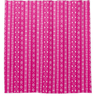 Mud Cloth Style 01 - White on Hot Pink e5007a