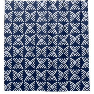 Mud Cloth Style 080215 - White on Dark Blue 001744