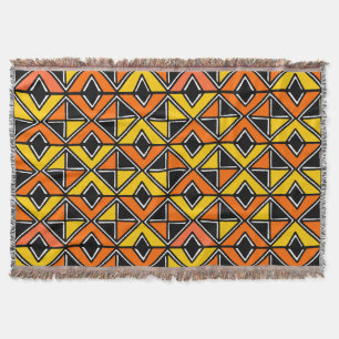 Mud Cloth Style 100215(2) - Amber and Orange Throw Blanket
