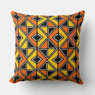 Mud Cloth Style 100215(2) - Amber and Orange Throw Pillow