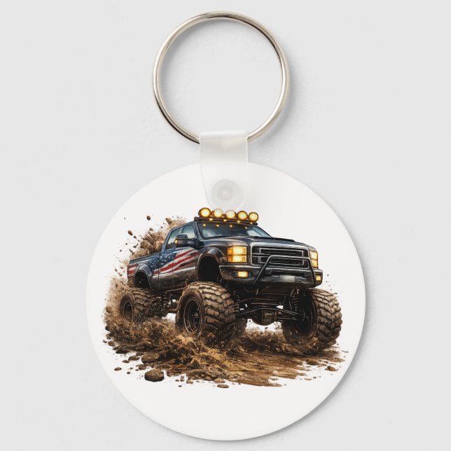 Mud Truck Power – Off-Road Beast Design Keychain (Front)
