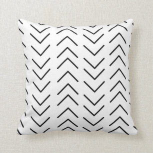 Mudcloth Black and White Throw Pillow