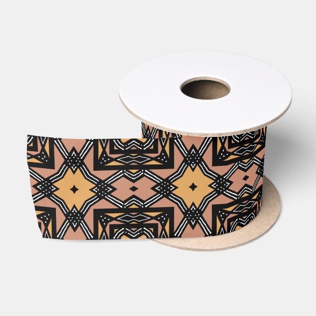 Mudcloth Bogolan Geometric Print Satin Ribbon (Spool)