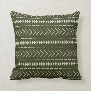 Mudcloth Forest Green Throw Pillow