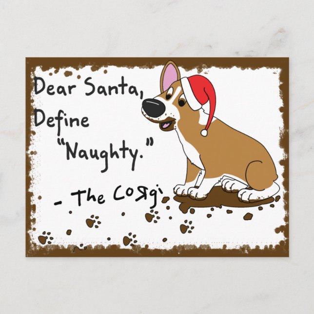 Muddy Christmas Corgi Holiday Postcard (Front)