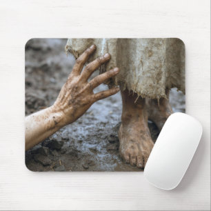 Muddy Hand Reaching for Jesus Mouse Pad