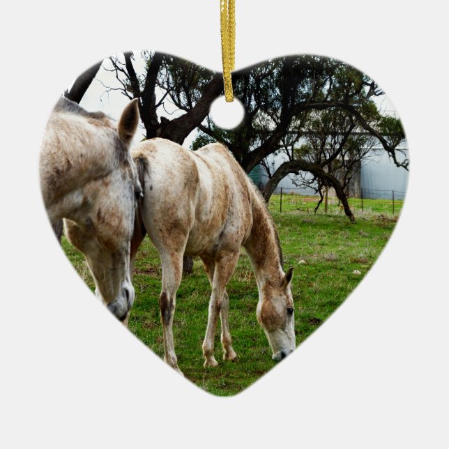 Muddy White Horses, Ceramic Ornament (Front)