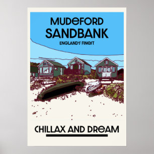 Mudeford Sandbank English Beach Art Poster