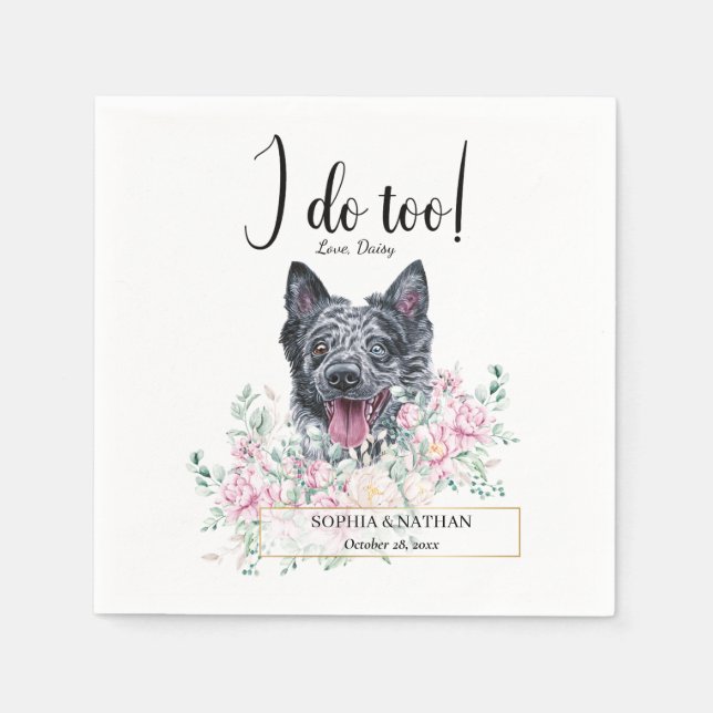 Mudi Dog Wedding Cocktail Napkins (Front)