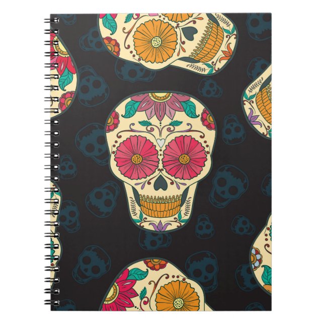 Muertos Skulls: Vintage Seamless Elegance. Notebook (Front)