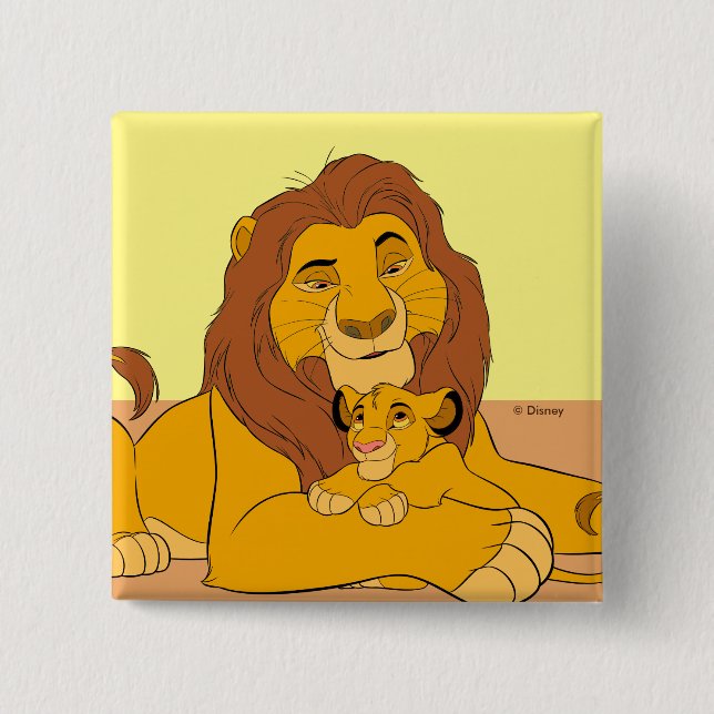 Mufasa & Simba Resting 2 Inch Square Button (Front)