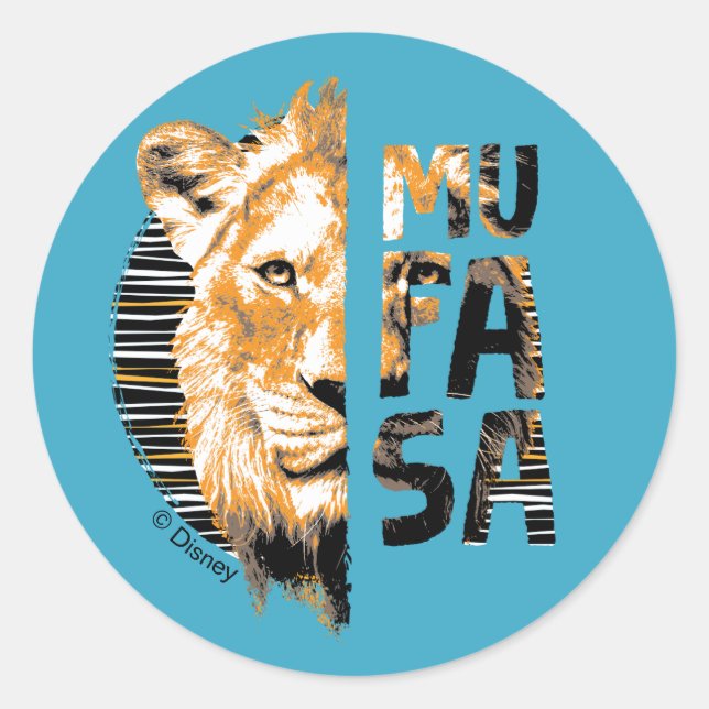 Mufasa Typography Classic Round Sticker (Front)