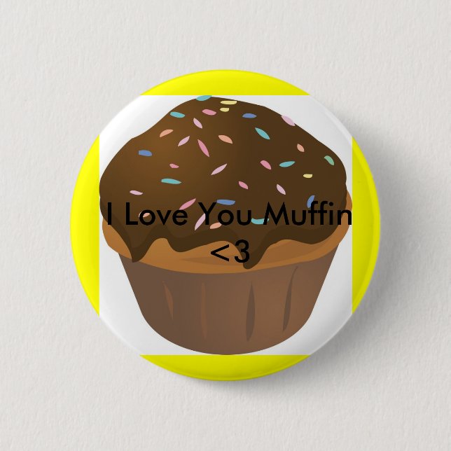 muffin_cartoon, I Love You Muffin <3 2 Inch Round Button (Front)