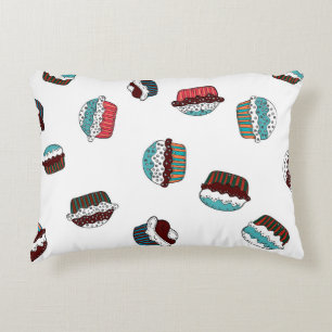 Muffin. Happy birthday cupcake background in white Accent Pillow