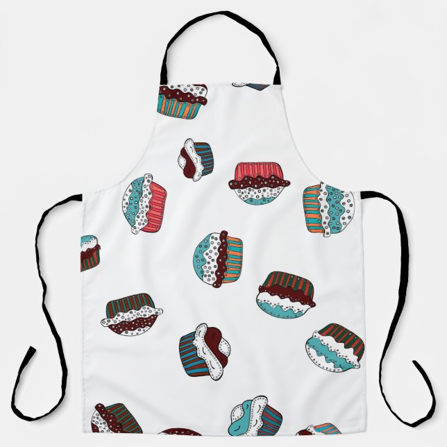 Muffin. Happy birthday cupcake background in white Apron (Front)