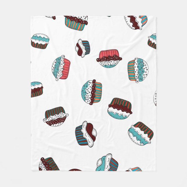 Muffin. Happy birthday cupcake background in white Fleece Blanket (Front)