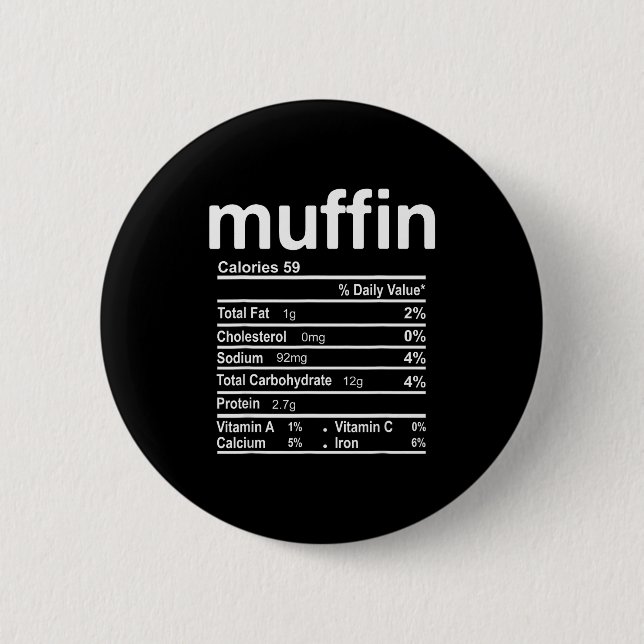 Muffin Nutrition Facts Funny Thanksgiving Christma 2 Inch Round Button (Front)