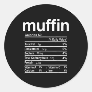 Muffin Nutrition Facts Funny Thanksgiving Christma Classic Round Sticker