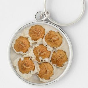 Muffin pan of gourmet muffins in parchment paper Keychain
