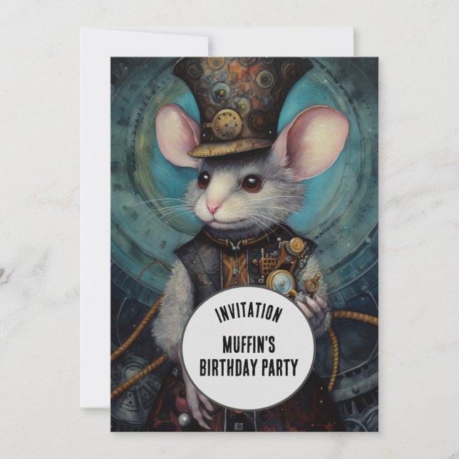Muffin Steampunk Animal Custom name Invitation (Front)