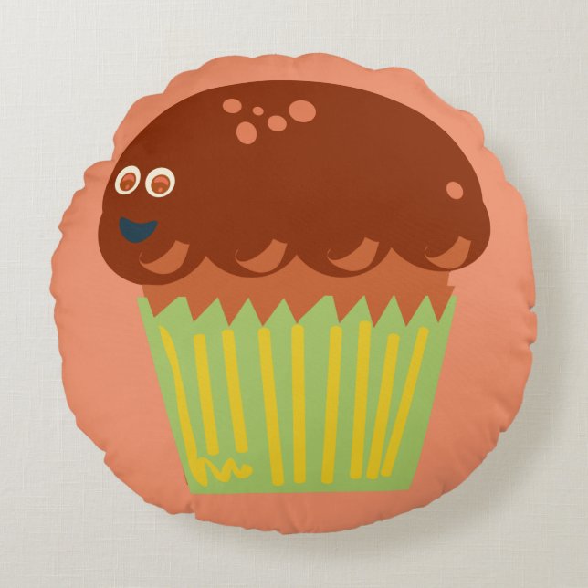 Muffin to it Giant Character Funny Cartoon Art Round Pillow (Front)