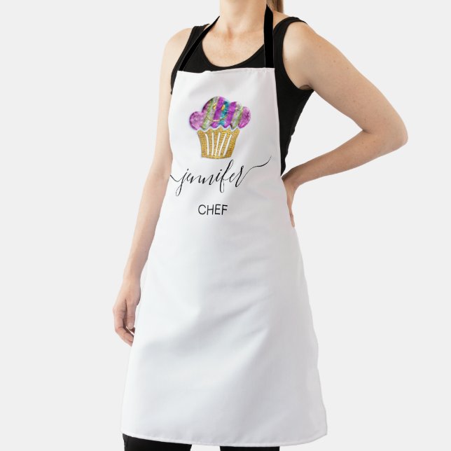 Muffins Bakery Catering Cakes Smile Gold Pink Logo Apron (Insitu)