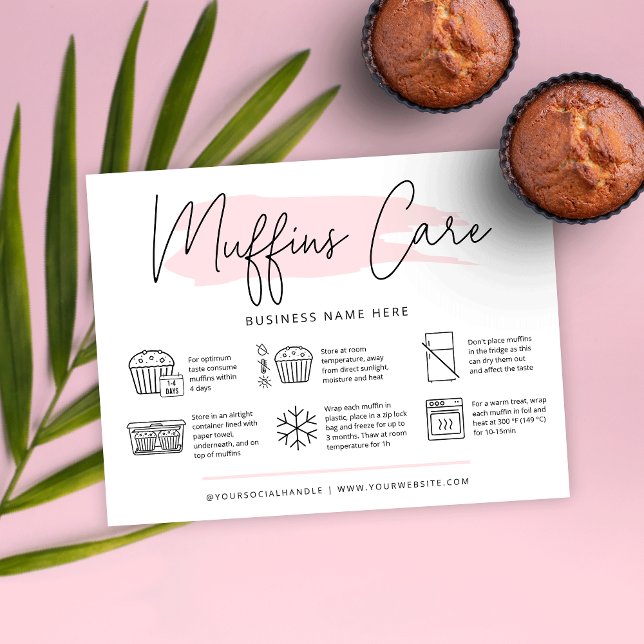 Muffins Care Instructions Bakery Guide Feminine Thank You Card (Creator Uploaded)