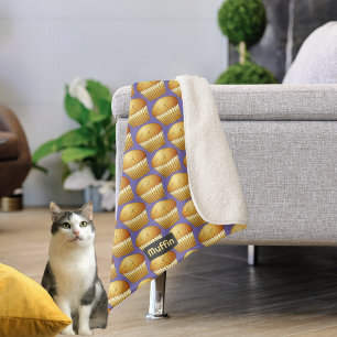Muffins Pattern with Custom Name - Little Cakes Sherpa Blanket