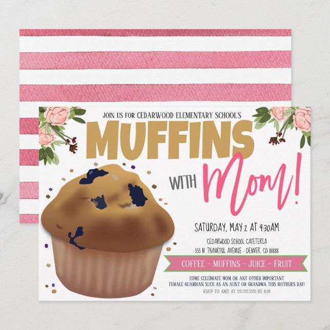 Muffins with Mom Invitation (Front/Back)