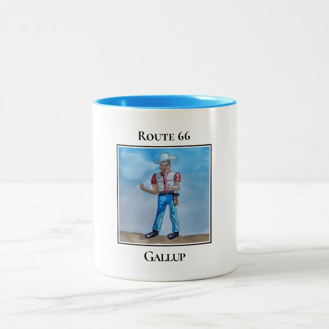 Muffler Man, Route 66, Gallup New Mexico Two-Tone Coffee Mug (Center)