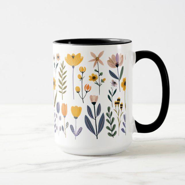 Mug С collecte des fleurs vectorielles (Droite)
