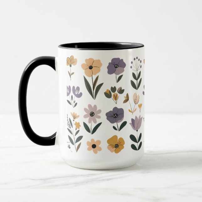 Mug С collecte des fleurs vectorielles (Gauche)