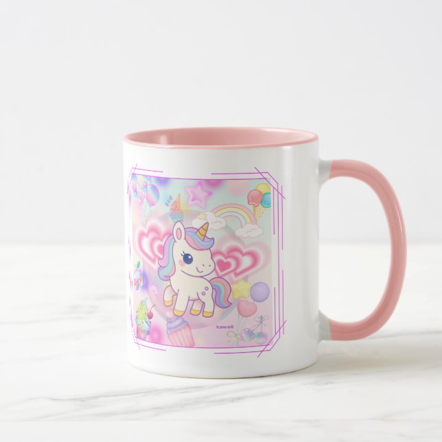 MUG かわいいピンクのゆるふわユニコーン♡ (Droite)
