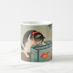Mug 猫と金魚, chat de 古邨 et poisson rouge, Koson, Ukiyo-e