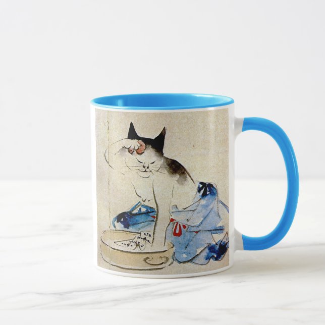 Mug 顔を洗う猫, lavage de visage de chat de 広重, Hiroshige (Droite)