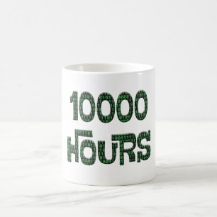 Mug 10000 heures avec une superposition de code binair