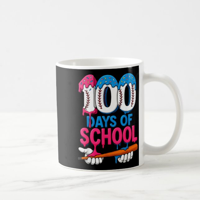 Mug 100 Days Of School Baseball Drip Bat 100th Day Of  (Droite)