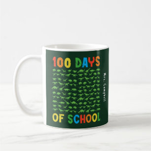Mug 100 Jours d'école 100 Dinosaures verts Enseignant
