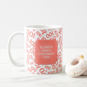 Mug 100e anniversaire Cadeau Coral Random Numéro Motif