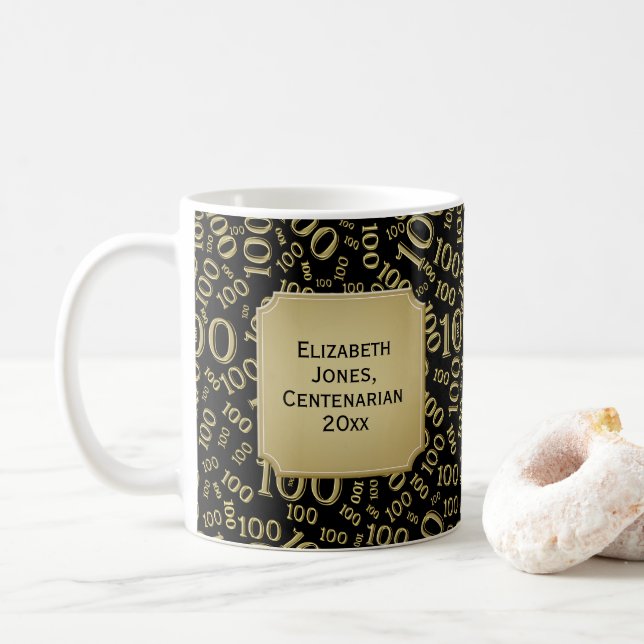 Mug 100e Anniversaire Gold Random Numéro Motif Or (Avec donut)