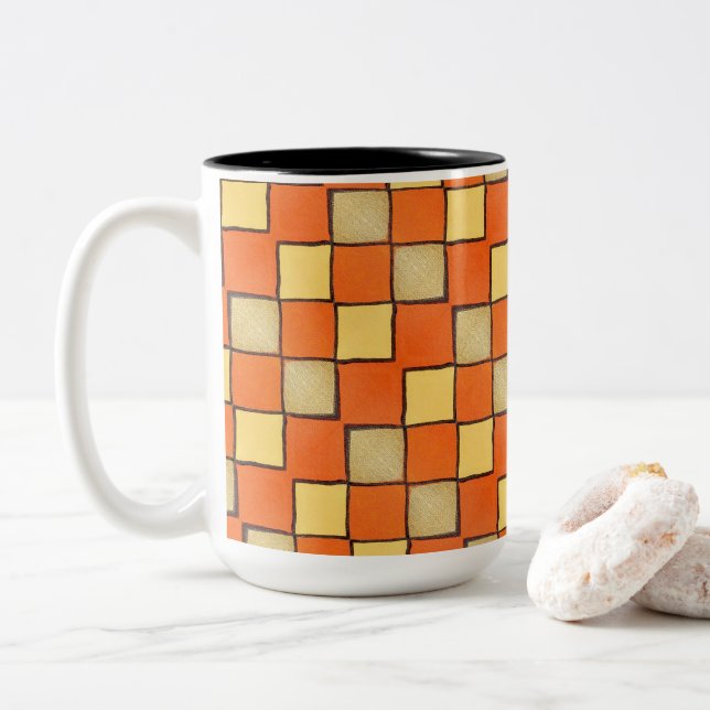 Mug - 103 - Orange and Yellow (With Donut)