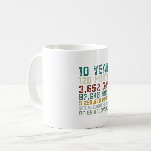 Mug 10 années de 10ème d'anniversaire de garçon (Devant gauche)