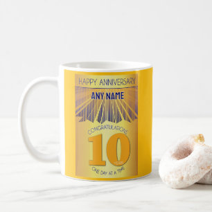 Mug 10 ans d'abstinence 12 Étapes Rayon Doré