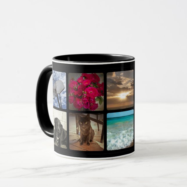 Mug 10 Carré Black Photo Collage (Devant gauche)