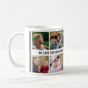 Mug 10 Photo Collage We Love You Tante Black White