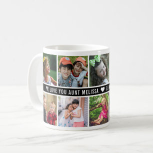 Mug 10 Photo Collage We Love You Tante Black White
