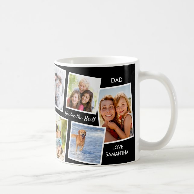 Mug 10 Photos Collage noir et blanc Papa personnalisé (Droite)