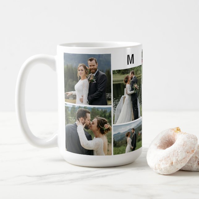 Mug 10 photos personnalisées avec nom de couple et mon (Avec donut)